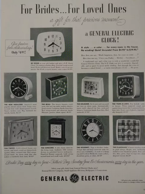 1952 GE General Electric Clocks Print Ad Brides Day Life Magazine Advertisement