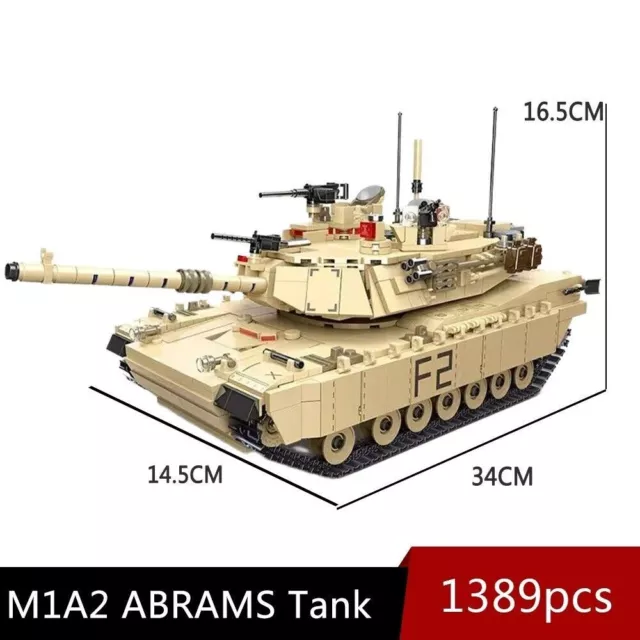 Building Blocks Military MOC US M1A2 Main Battle Tank Bricks Model DIY Kids Toys