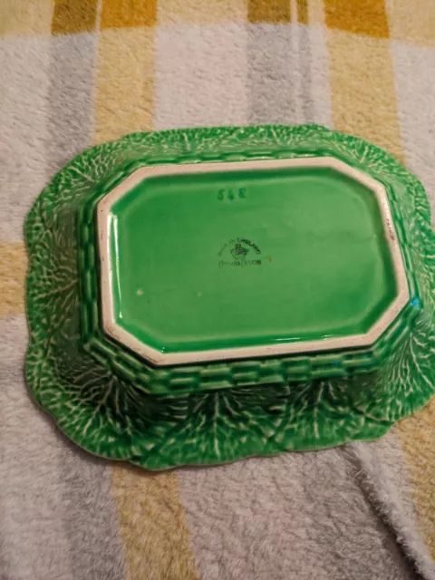 Vintage Crown Devon Green  Leaf And Tomato Oblong Dish 24.5cm X 20cm 2