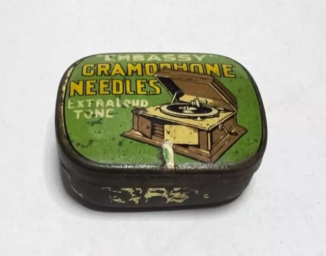 Vintage Embassy Gramophone Needles Tin With Some Contents 35x42 mm