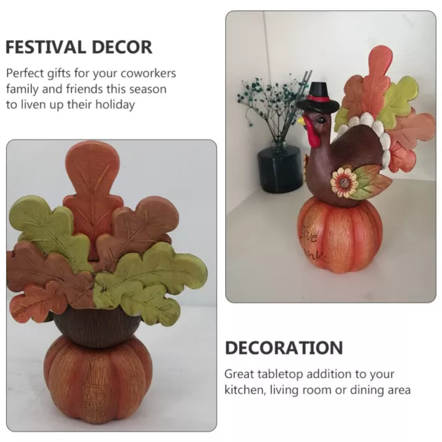 Pumpkin Turkey Resin Fall Decorations for Home Figurine Ornament 2