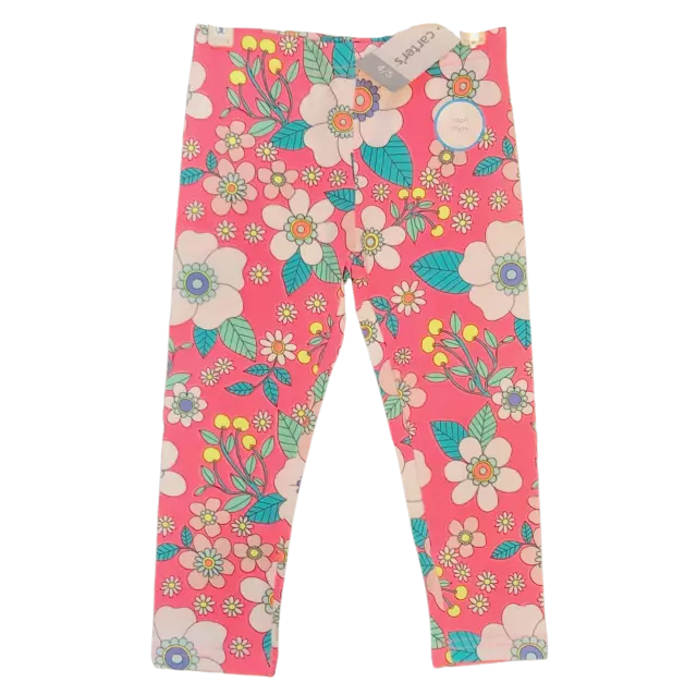 Carters Girls Leggings - Pink Flower Print - Sz 4/5