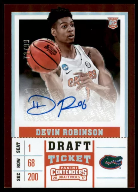 2017-18 Contenders Draft Picks Draft Ticket #89 Devin Robinson Auto /99