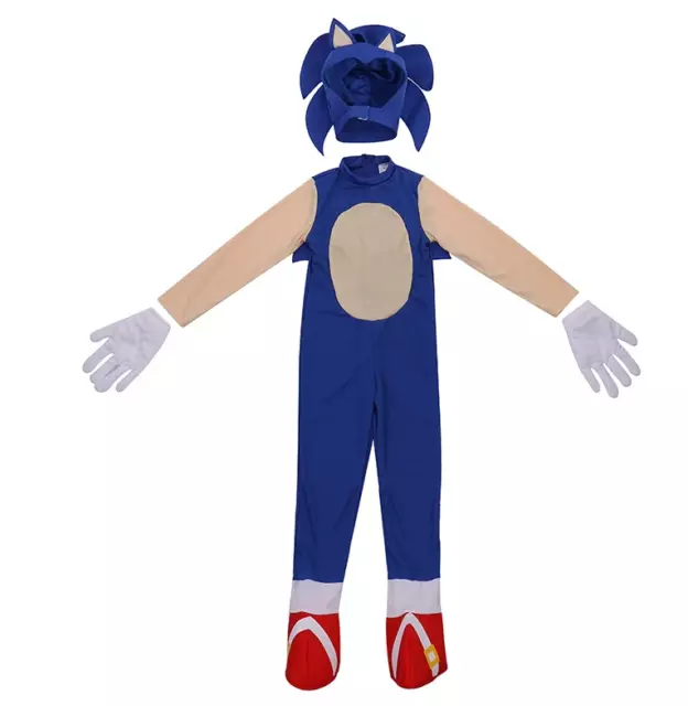 Costume Carnevale Sonic Il Hedgehog Cosplay Bambina Bambini 4-12 Anni Halloween