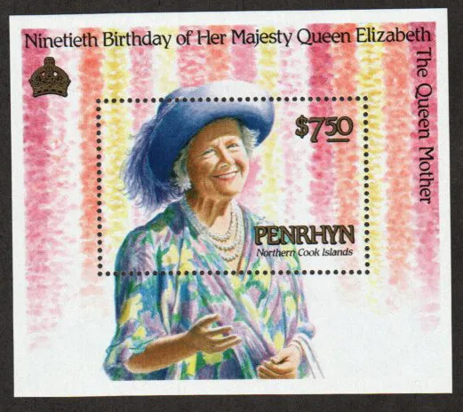Penrhyn Stamp 385  - Queen Mother, 85th birthday
