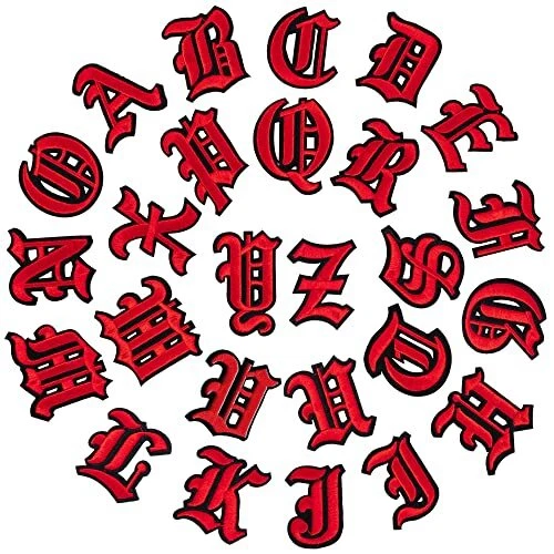 Snikke Gothic Iron On Letters for Clothing - A-Z - 26 Varsity Letter Patches ...