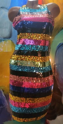 NWT Express Alice +Olivia Rainbow Sequin Dress MSRP$118 Med