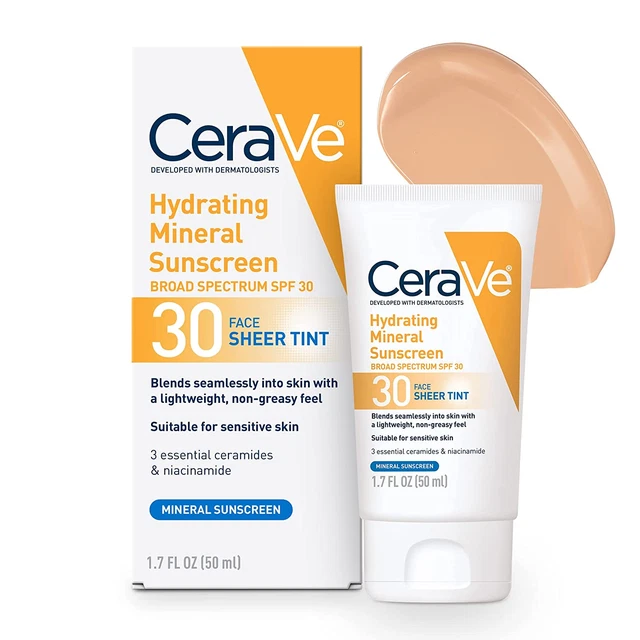 Tinted Sunscreen with SPF 30 | Hydrating Mineral Sunscreen with Zinc Oxide & Tit