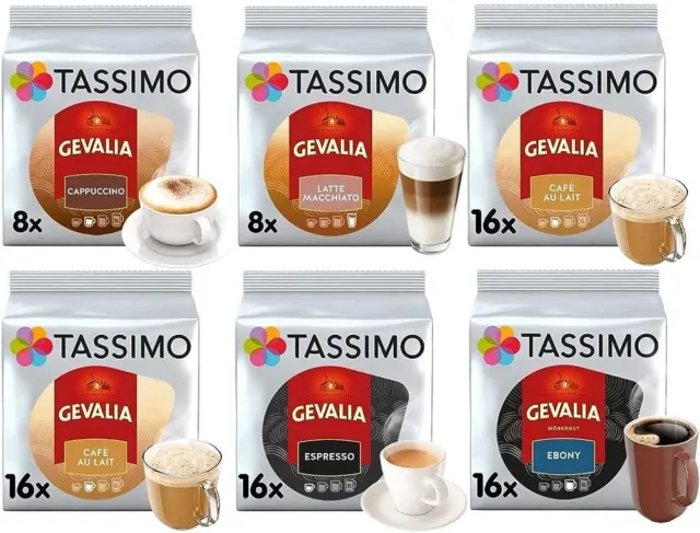 GEVALIA Tassimo Coffee Pods Various - 7 Flavors to choose from