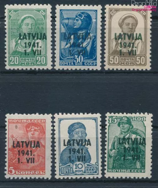 Briefmarken Lettland (Dt.Bes.2.WK.) 1941 Mi 1-6 postfrisch (10194422