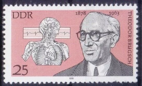 DDR 1978 MNH, Theodor Brugsch, Internal medicine, Politician, ECG, Heart