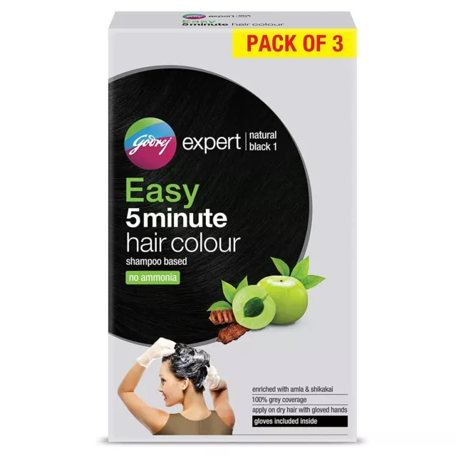 Godrej Expert Easy 5 Minute Shampoo Color de cabello negro 1.7 fl oz,...