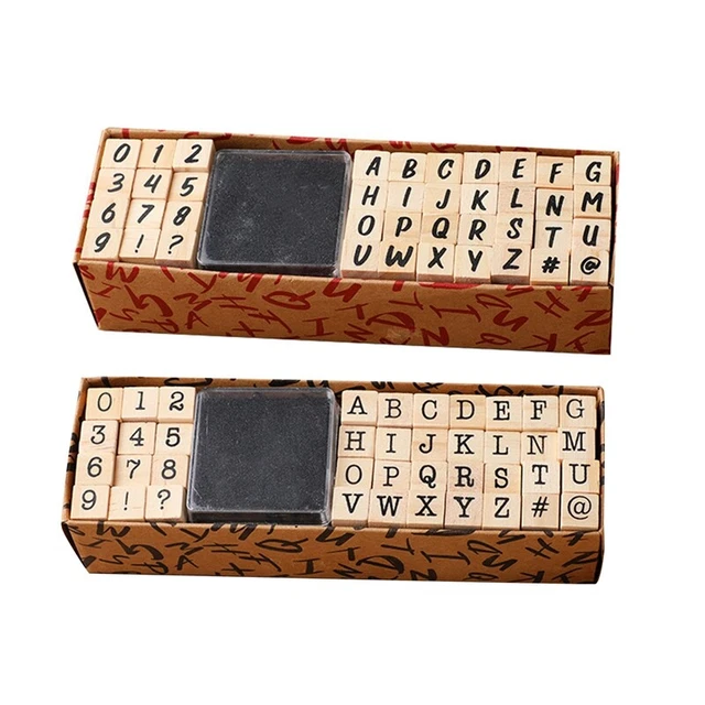 2Sets Alphabet Stamps Vintage Wooden Letter Number Symbol Stamp Set with U6S5
