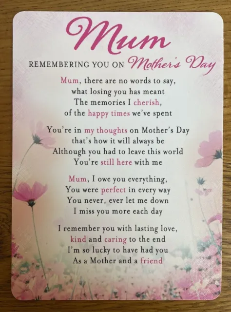 In Loving Memory Mum Remembering You On Mother's Day, Graveside Memorial Card