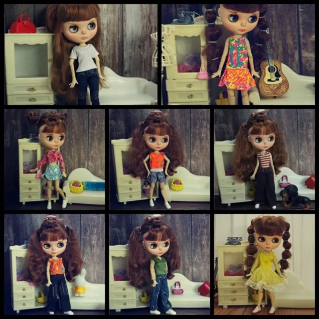 Fashion Doll Clothes Set For Blyth Doll Outfits Dress T-shirt Tank Denim Pants