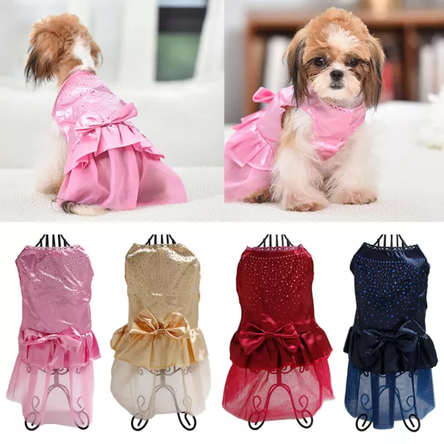 Pet Dog Cat Bow Tutu Bling Robes Jupes En Dentelle Chiot Princesse Vêtements F