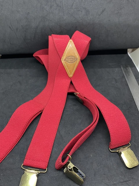 Dickies Men's Clip Suspenders - Red 1.5” Wide Adjustable