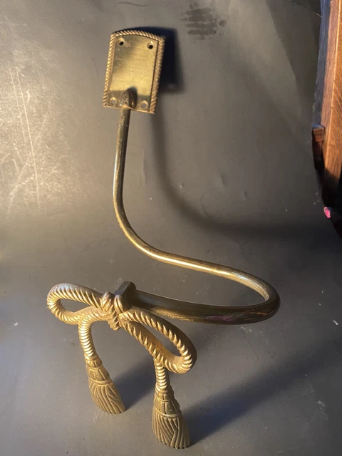 one brass curtain drapery tie pull back bows tassel vintage 2