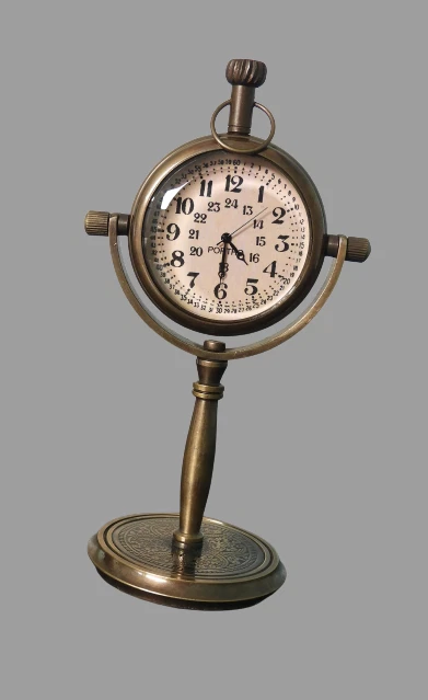 Antique Table Clock with Brass Stand Hanging Desk Decor Watch