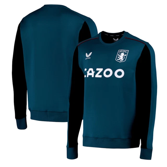 Felpa da calcio Aston Villa (taglia 12-13Y) top da allenamento Castore bambino - nuova