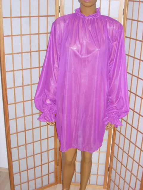 Wundervolles Adult Sissy Nylon Transparent Nachtkleid  Lila Negligee 2