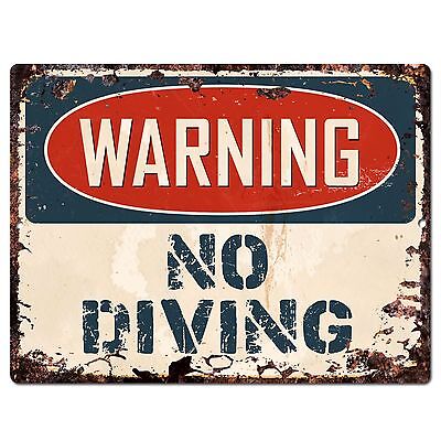 PP1035 WARNING NO DIVING Plate Rustic Chic Sign Home Store Decor Gift