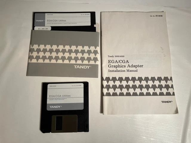 VNTG TANDY EGA CGA Software 5.25 3.5 Floppy & Manual Utilities Graphics ...