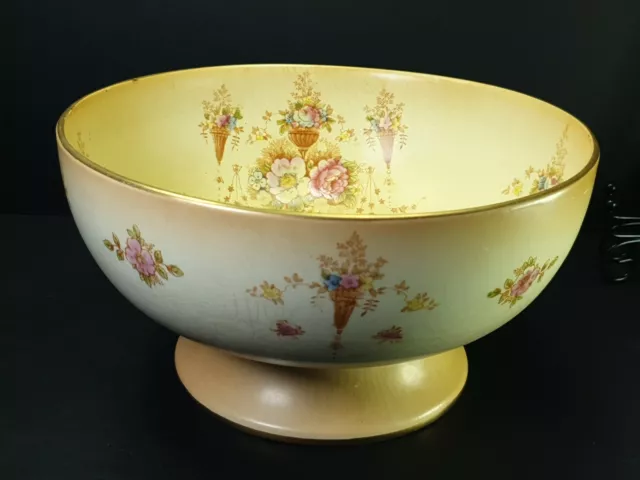 Lovely Antique Crown Devon Fieldings Footed Serving Bowl Spring Pattern 8"