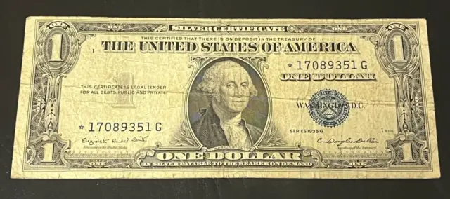 1935 G $1 BILL SILVER CERTIFICATE BLUE SEAL  Vintage USA Currency #9351G