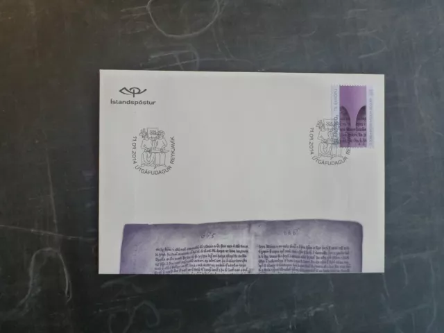 2014 ICELAND 800th ANNIV BIRTH STURA PORDARSON FDC FIRST DAY COVER