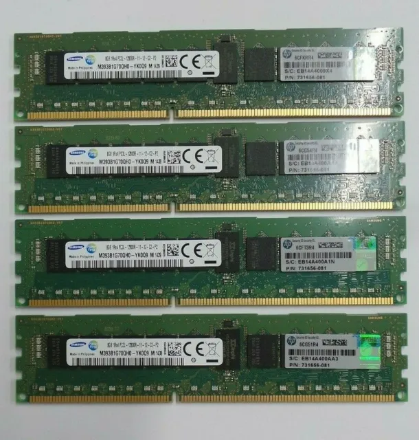 SAMSUNG 32GB KIT (4X8GB) PC3L-12800R ECC Server Memory 90DAY RTB WARRANTY