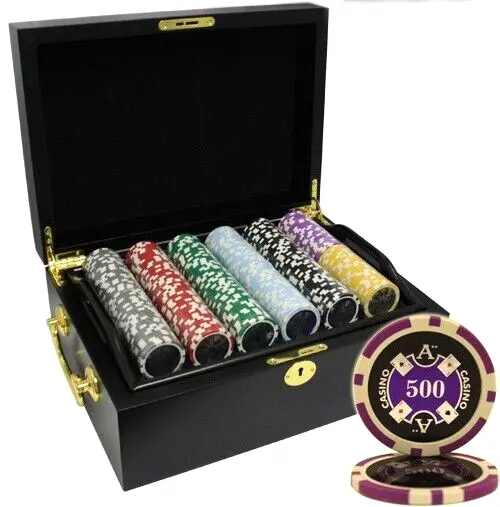 Mrc Poker 500Pcs 14G Laser Graphic Ace Casino Poker Chips Set With Mahogany Case