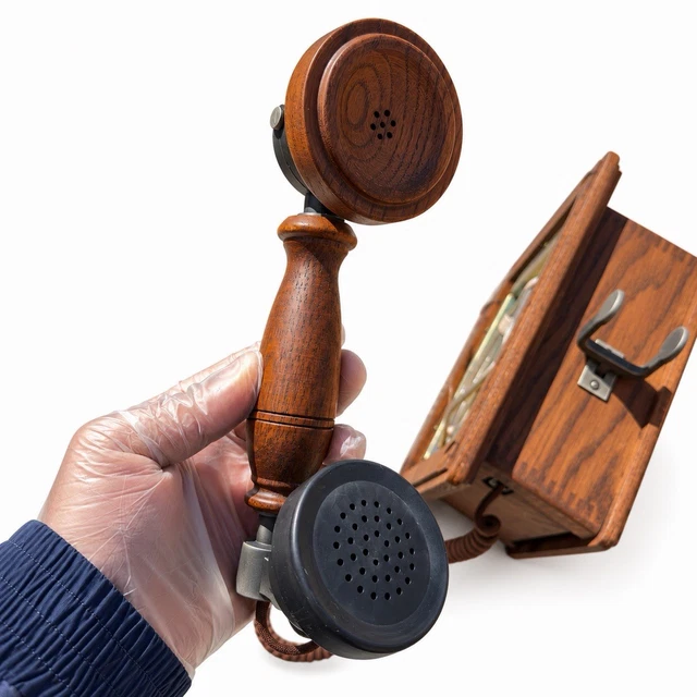 VINTAGE WESTERN ELECTRIC Country Junction Rotary Wood Wall Phone Bell ...