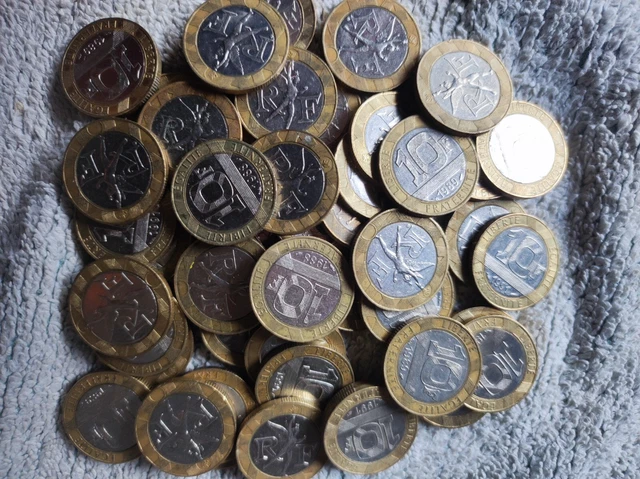 Lot de 50 pièces de monnaie française 10 francs Génie de la Bastille
