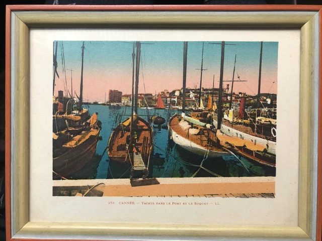 Vintage 273 Cannes Yachts Dans Le Port Le Suquet LL Watercolor Frame Print 7”x9”