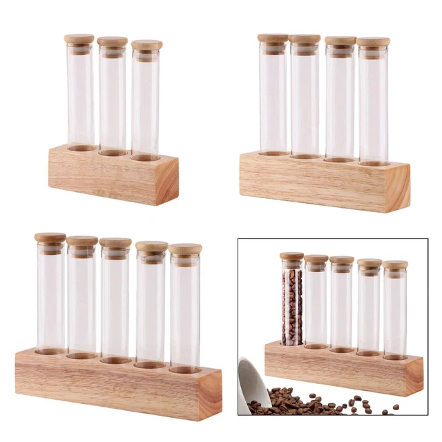 2 supporti in vetro con coperchi in legno, 283,5 g, dispenser di
