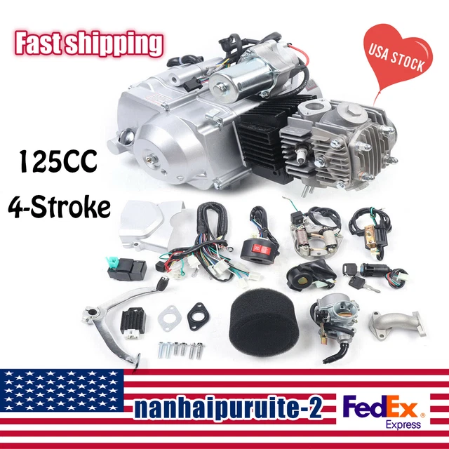 125cc Semi Auto Engine Motor W/Reverse Electric Start For Go Kart ATV Quad Buggy