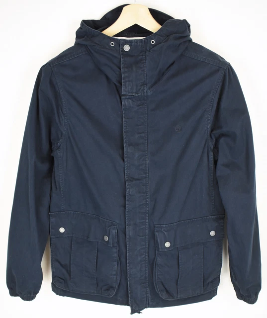 Timberland A136X Giacca da Uomo Medio Leggero con Cappuccio Toppa Tasche Blu