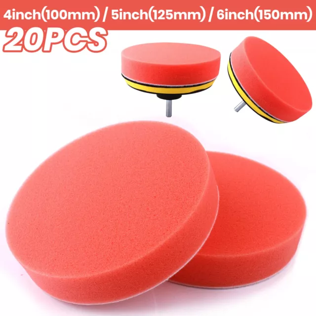 20X Flat Car Polishing Foam Buffing Sponge Pad Kit for Car Polisher 4/5/6" IN