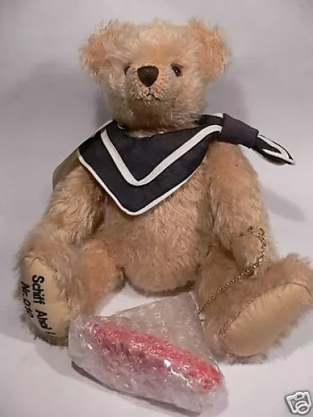 HC 85 Hermann Coburg Teddy Little Cabin-Boy Schiff Ahoi 25cm mit Holzschiffchen