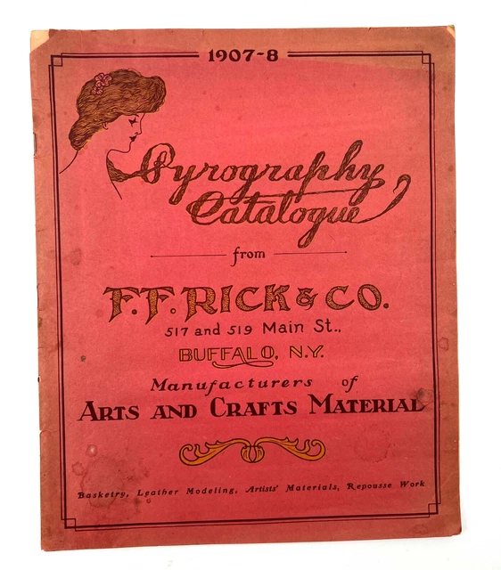 Antiguo 1907-8 FF Rick Pirografía Catálogo Artes y Oficios Patrones y Herramientas