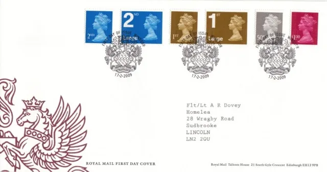 2009 2nd, 2nd Large, 1st, 1st Large, 50p & £1.00 Definitive - Windsor SPMK FDC