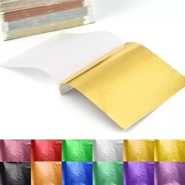 100x Gold Silver Leaf Sheets Foil Gilding Art Craft Metallic Transfer DIY Paper