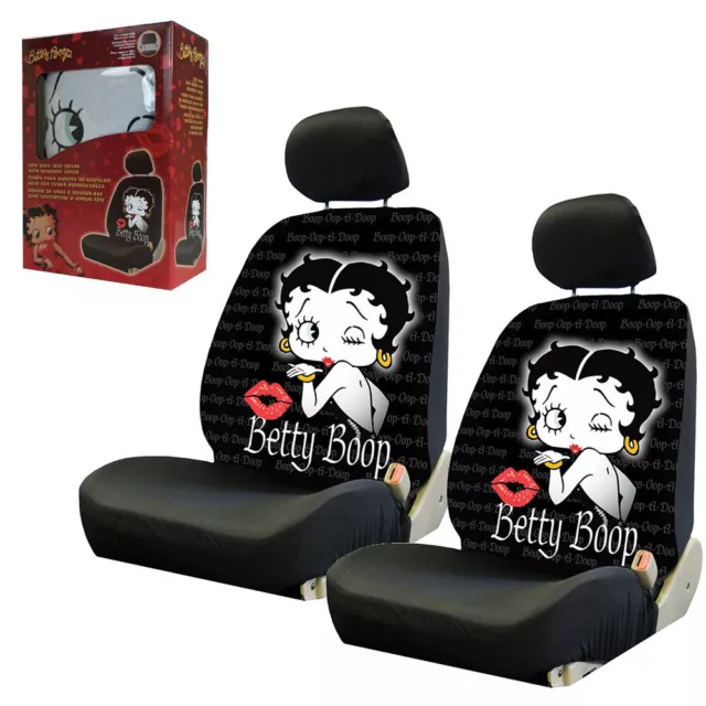 Classic Betty Boop Timeless Car Truck 2 Front Seat Covers with Headrest Covers