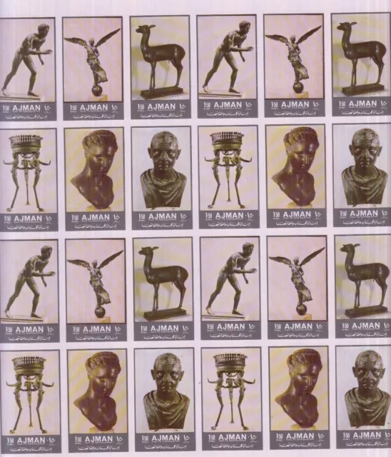 E616. 4x Ajman - MNH - Art - Sculptures - imperf - Full sheet