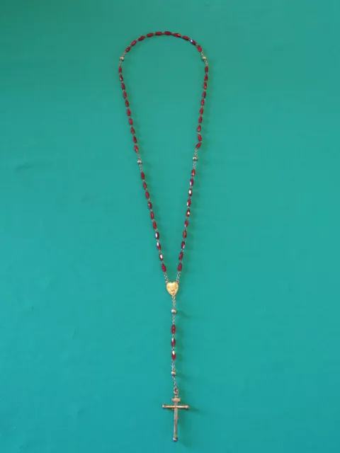 Halskette Kette Rosenkranz Kreuzanhänger Kreuz mit Marien-Jesus-Amulett 46 cm