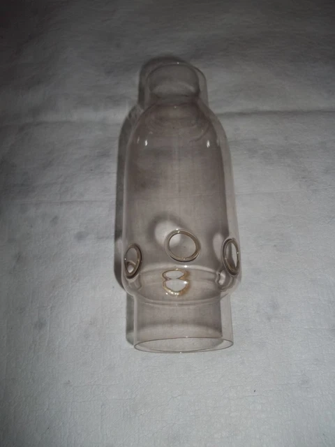 Vitre De Lampe à Pétrole Ancienne En Verre Ciselé - Style Calèche Vélo - French Antique