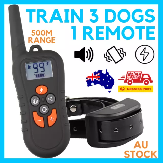 TRAIN up to 3 DOGS 500M SOUND + VIBRATION + ZAP WATERPROOF DOG TRAINING ECOLLAR