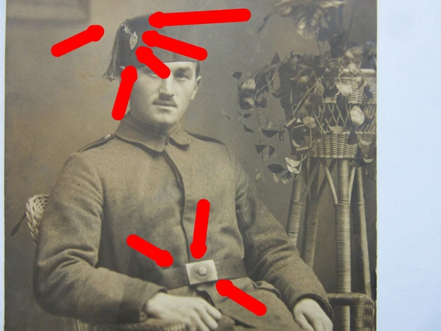 Portrait Württemberg Soldat Türkei FEZ Mützenabzeichen Edelweiss Feldgrau TOP