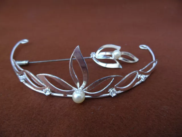 Schmuckset für Silberhochzeit, Diadem und Anstecker